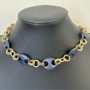 Anne Klein vintage gold chain with acrylic navy blue sections